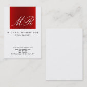 Calligraphische Monogram White Red Business Card Visitenkarte (Vorne/Hinten)