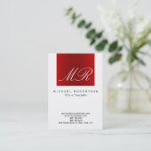 Calligraphische Monogram White Red Business Card Visitenkarte (Stehend Vorderseite)