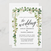 Calligraphische Watercolor Botanische Goldhochzeit Einladung (Vorne/Hinten)