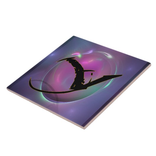 Calligraphische Y Initial Monogram Keramik Tile Fliese (Seite)