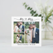 Calligraphisches Herz Foto Wedding Square Dankeskarte (Stehend Vorderseite)