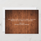 Calligraphisches Herz Foto Wedding Wood Dankeskarte (Rückseite)