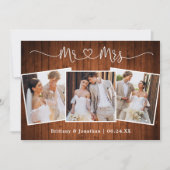 Calligraphisches Herz Mr. Wedding 3 Foto Wood Dankeskarte (Vorderseite)
