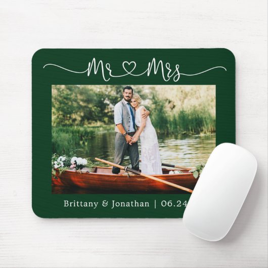 Calligraphisches Herz Mr. Wedding Green Mousepad (Mit Mouse)