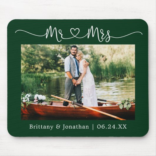 Calligraphisches Herz Mr. Wedding Green Mousepad (Vorne)