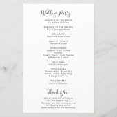 Calligraphisches Programm für feierliche Hochzeite (Rückseite)