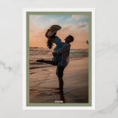 Calligraphisches Sage Green Gold Frame Classic Fot Folieneinladung (Rückseite)