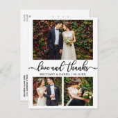 Calligraphy 3 Foto Wedding Collage Vielen Dank Postkarte (Vorne/Hinten)