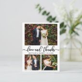 Calligraphy 3 Foto Wedding Collage Vielen Dank Postkarte (Stehend Vorderseite)