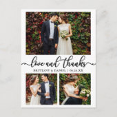 Calligraphy 3 Foto Wedding Collage Vielen Dank Postkarte (Vorderseite)