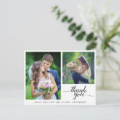 Calligraphy 3 Fotos Wedding Danke Postkarte (Stehend Vorderseite)