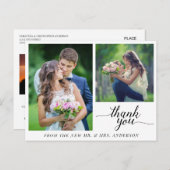 Calligraphy 3 Fotos Wedding Danke Postkarte (Vorne/Hinten)