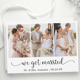 Calligraphy 3 Photo Heart We Got Married Ankündigung