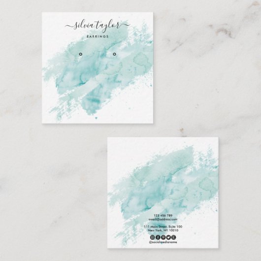 Calligraphy Abstrakt Earring-Logo Quadratische Visitenkarte (Vorne/Hinten)