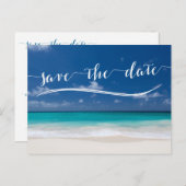 Calligraphy Beach Save the Date Postkarten (Vorne/Hinten)
