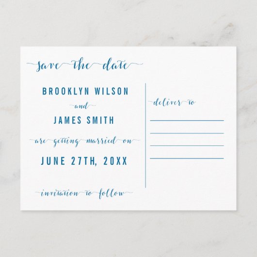 Calligraphy Beach Save the Date Postkarten (Rückseite)