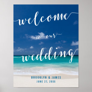 Calligraphy Beach Wedding Empfang signieren Poster