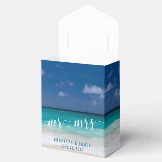 Calligraphy Beach Wedding Favor Boxes Zelt Geschenkschachtel (Geöffnet)