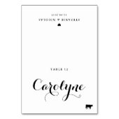 Calligraphy Beef Meal Choice Wedding Platzkarte Tischnummer (Vorderseite)