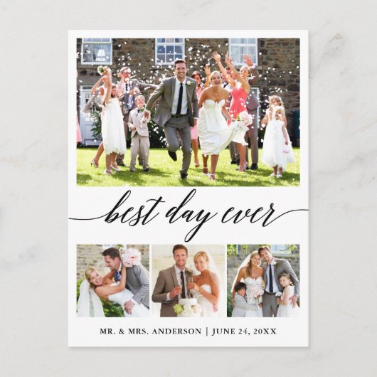 Calligraphy Best Day Ever 4 Foto Danke Postkarte (Vorderseite)