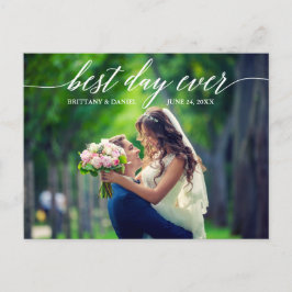 Calligraphy Best Day Ever Wedding Foto Vielen Dank Postkarte