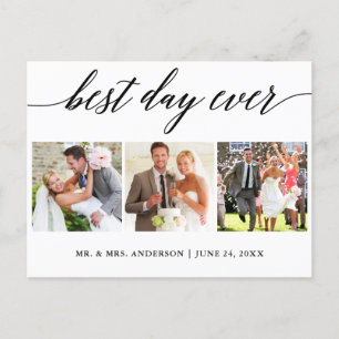 Calligraphy Best Day Ever Wedding Foto Vielen Dank Postkarte