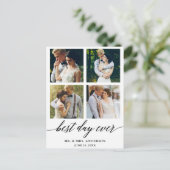 Calligraphy Best Day Ever Wedding Foto Vielen Dank Postkarte (Stehend Vorderseite)
