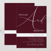 Calligraphy Big Bold "And" Burgundy Wedding Einladung (Vorne/Hinten)