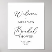 Calligraphy Black and Gray Brautparty Willkommen Poster (Vorne)