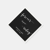 Calligraphy Black Forever Wedding Napkins Serviette (Ecke)