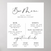 Calligraphy Black Gray Wedding Bar Menu Poster (Vorne)