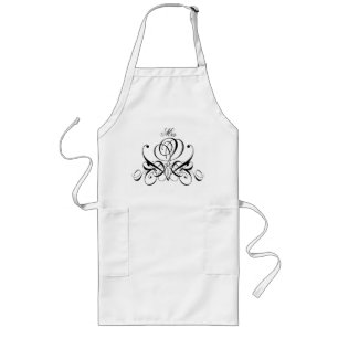 Calligraphy Black Rose Bridal Lange Schürze