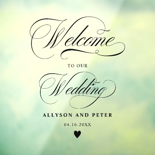 calligraphy black script wedding welcome fensteraufkleber (Blatt 3)