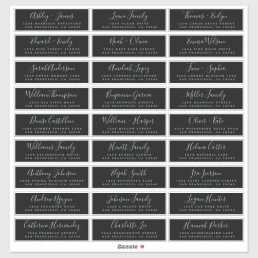 Calligraphy Black Wedding Guest Address Labels (Blatt)