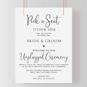 Calligraphy Black Wedding Unplugged Zeremonie Poster