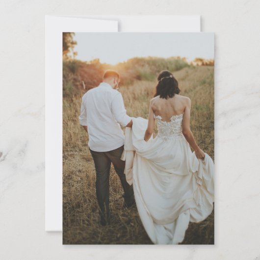 Calligraphy Black & White Overlay Foto Wedding Einladung (Rückseite)