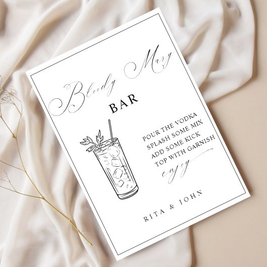 Calligraphy Bloody Mary Bar Wedding Sign Poster