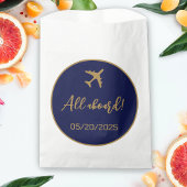Calligraphy Blue and Gold Boarding Pass Wedding Geschenktütchen