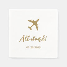 Calligraphy Blue and Gold Boarding Pass Wedding