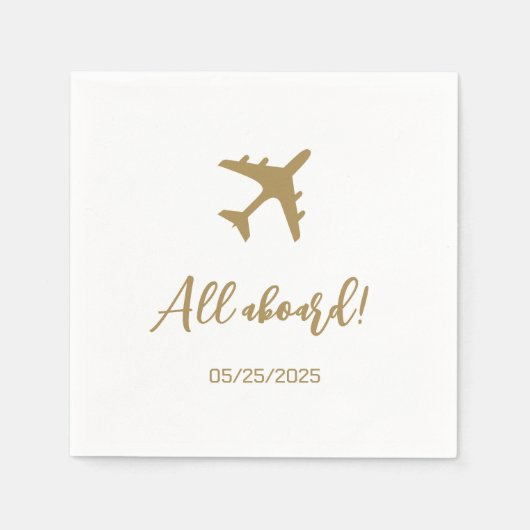 Calligraphy Blue and Gold Boarding Pass Wedding Serviette (Vorderseite)