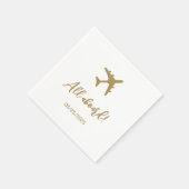Calligraphy Blue and Gold Boarding Pass Wedding Serviette (Ecke)