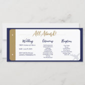 Calligraphy Blue Boarding Pass Wedding Program (Vorderseite)