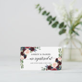 Calligraphy Blue Burgundy Floral Wedding Registry Begleitkarte (Stehend Vorderseite)