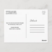 Calligraphy Blue Kariert Wedding Foto Weihnachten Postkarte (Rückseite)