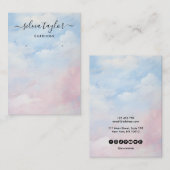 Calligraphy Blue Sky Clouds Earring Display Card Visitenkarte (Vorne/Hinten)