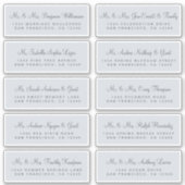 Calligraphy Blue Wedding Guest Address Labels (Vorderseite)