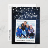 Calligraphy Blue Wood Lights Instant Camera Foto Postkarte (Vorne/Hinten)