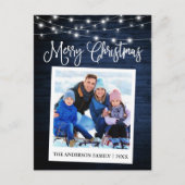 Calligraphy Blue Wood Lights Instant Camera Foto Postkarte (Vorderseite)