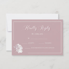Calligraphy Blush Pink White Floral Wedding RSVP Mitteilungskarte