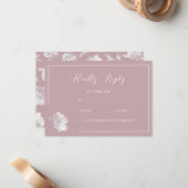 Calligraphy Blush Pink White Floral Wedding RSVP Mitteilungskarte (Vorderseite/Rückseite Beispiel)